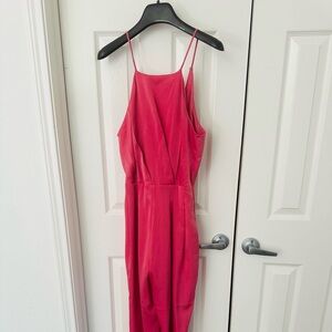 Hot Pink Halter Cocktail Jumpsuit
